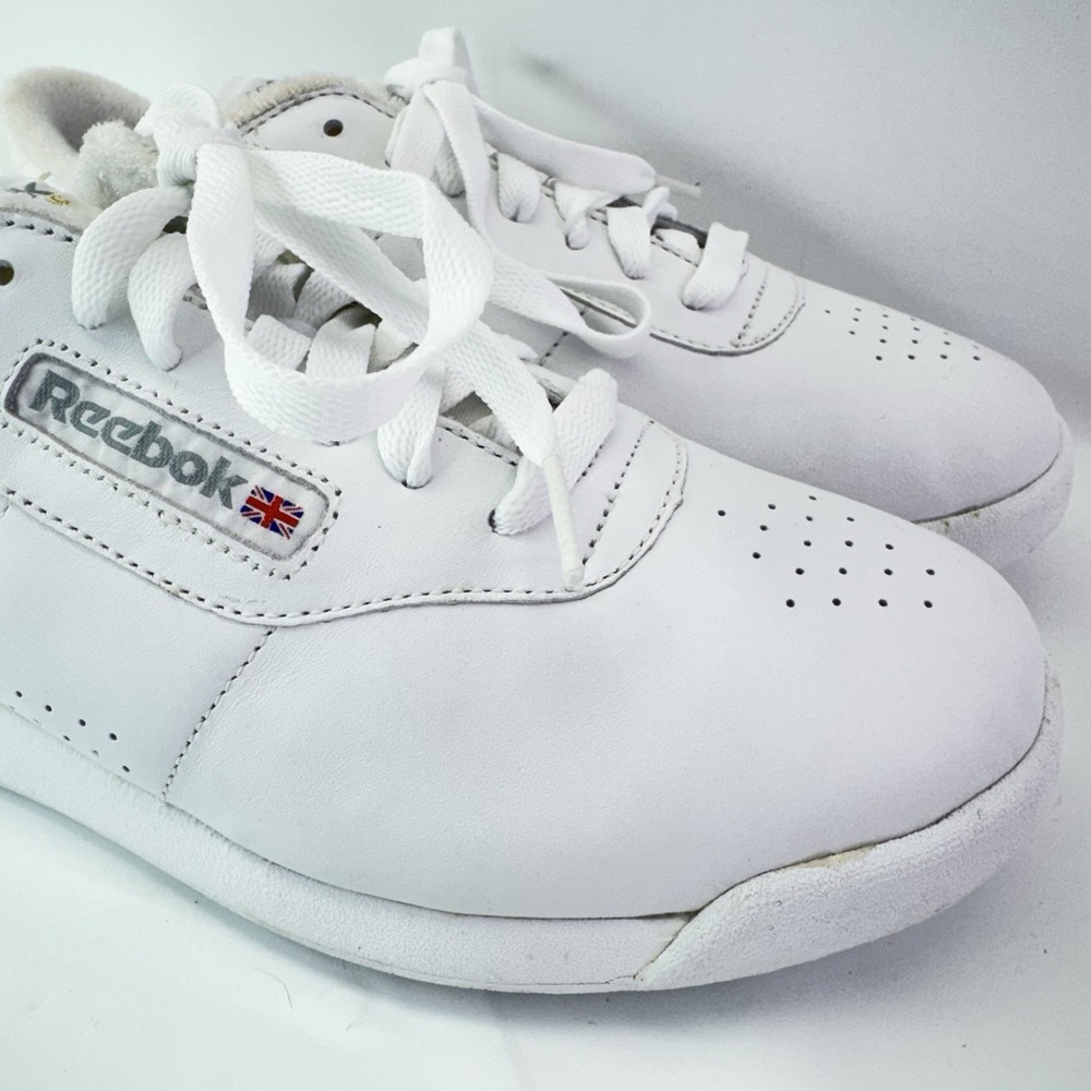 Reebok Princess White Leather Sneakers Womens 7.5 Classic Casual Shoes - Picture 2 of 12